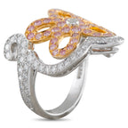 Van Cleef & Arpels 18K White Gold Pink and White Diamond Ring