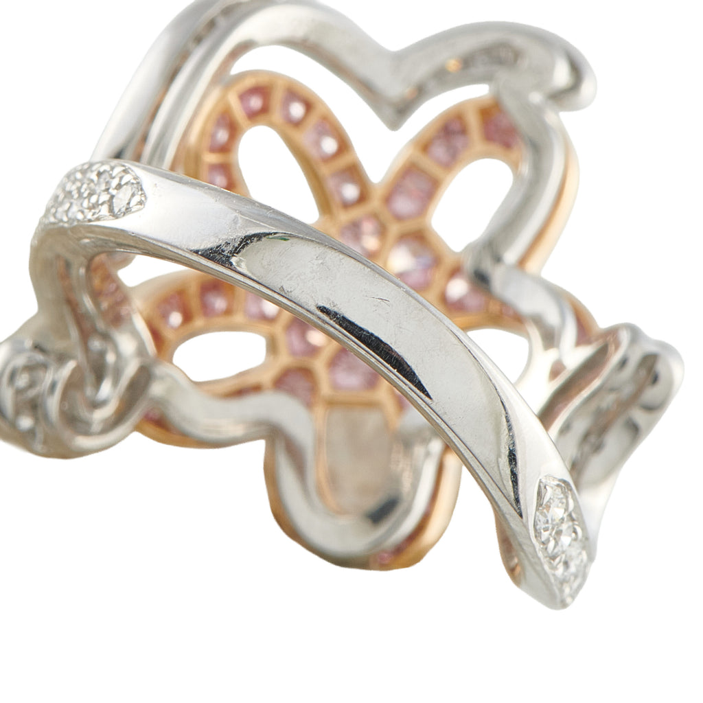 Van Cleef & Arpels 18K White Gold Pink and White Diamond Ring