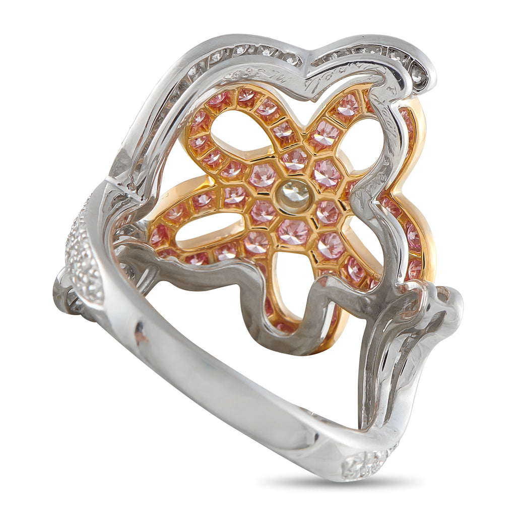 Van Cleef & Arpels 18K White Gold Pink and White Diamond Ring
