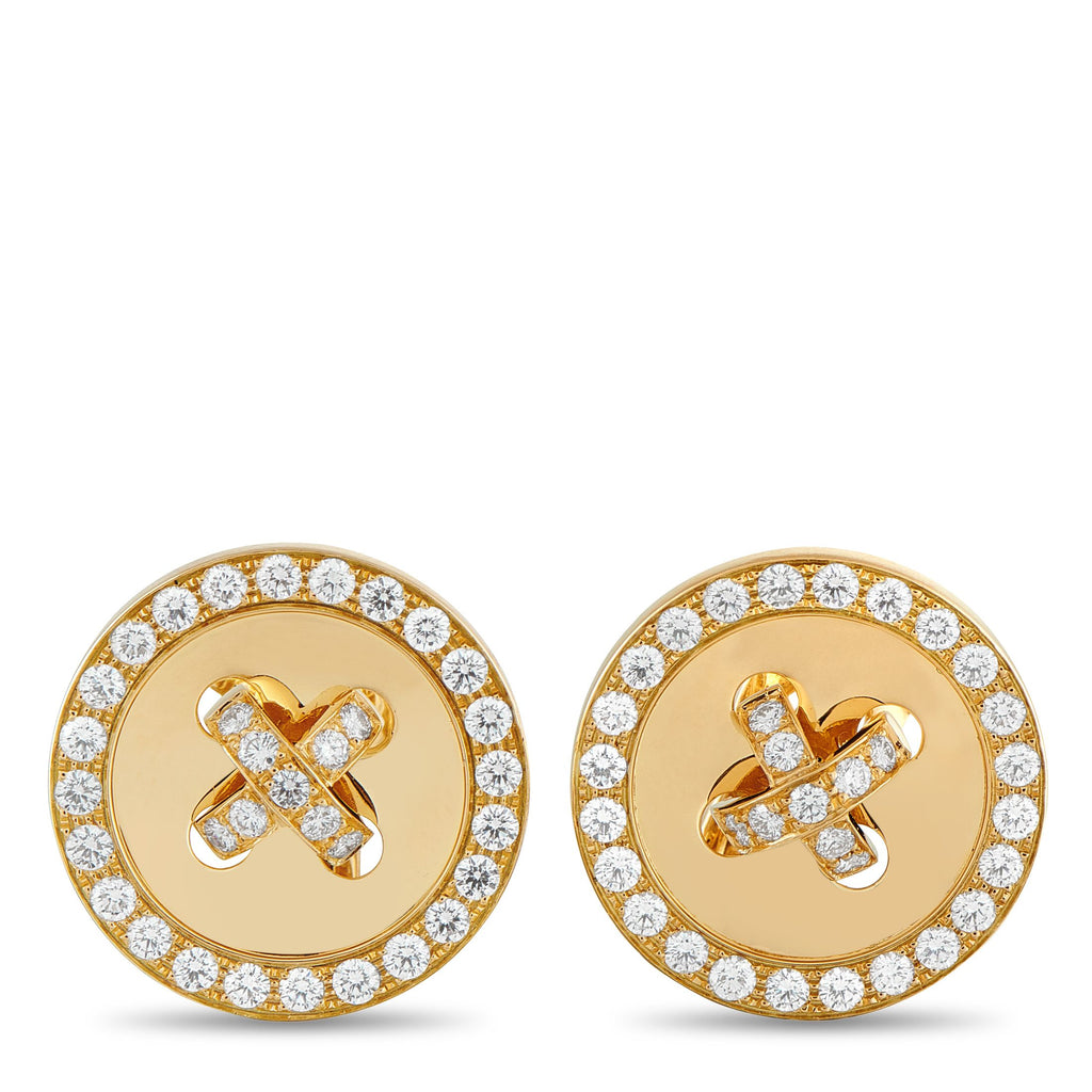Van Cleef & ArpelsVan Cleef & Arpels 18K Yellow Gold 2.25ct Diamond Boutonnière Earrings - These Van Cleef & Arpels Boutonnière earrings feature an elegant, understated design that is ideal for everyday wear. Crafted