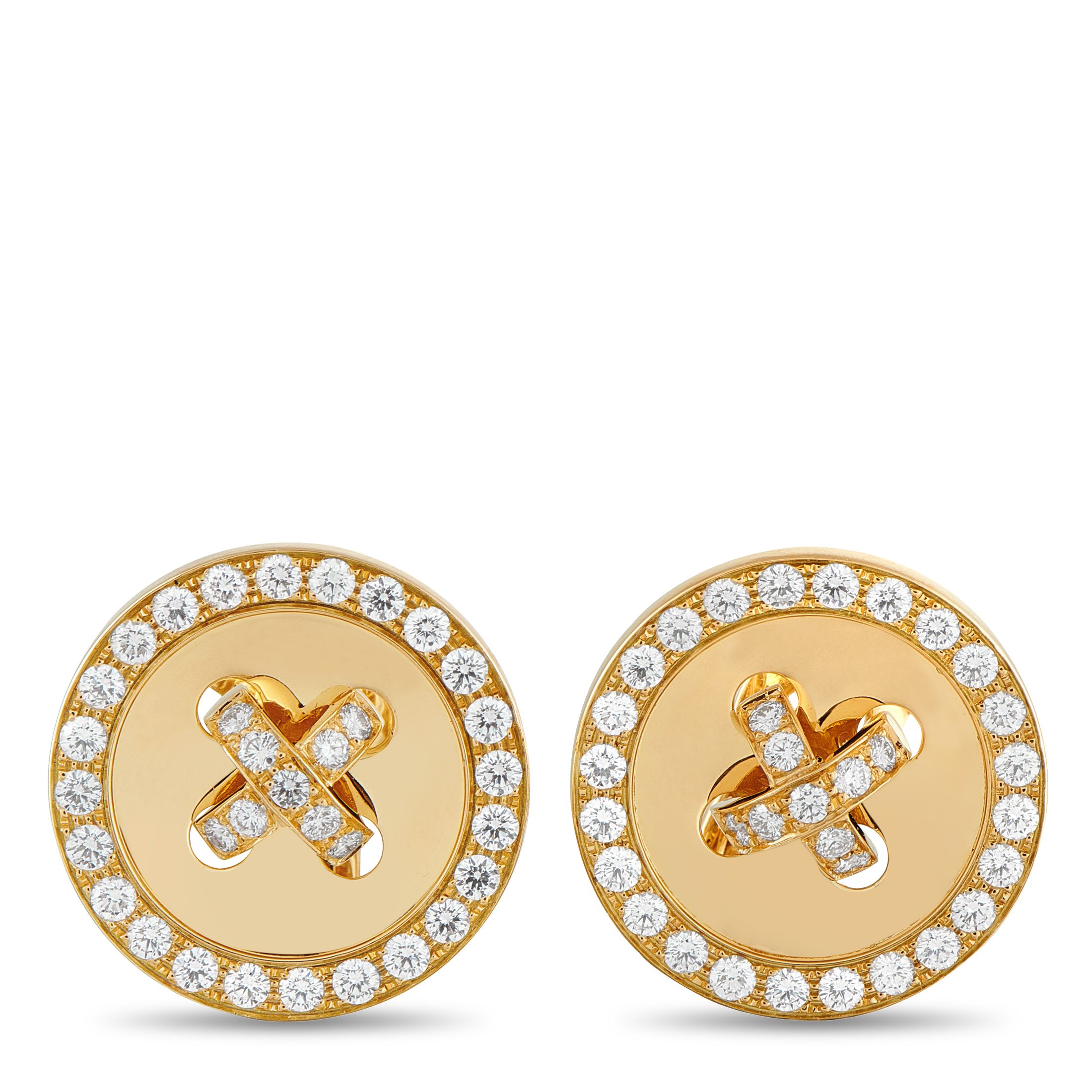 Van Cleef & ArpelsVan Cleef & Arpels 18K Yellow Gold 2.25ct Diamond Boutonnière Earrings - These Van Cleef & Arpels Boutonnière earrings feature an elegant, understated design that is ideal for everyday wear. Crafted