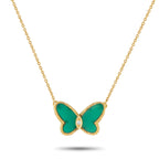 VAN CLEEF & ARPELS Van Cleef & Arpels 18K Yellow Gold Chrysoprase Butterfly Necklace