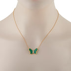 Van Cleef & Arpels 18K Yellow Gold Chrysoprase Butterfly Necklace