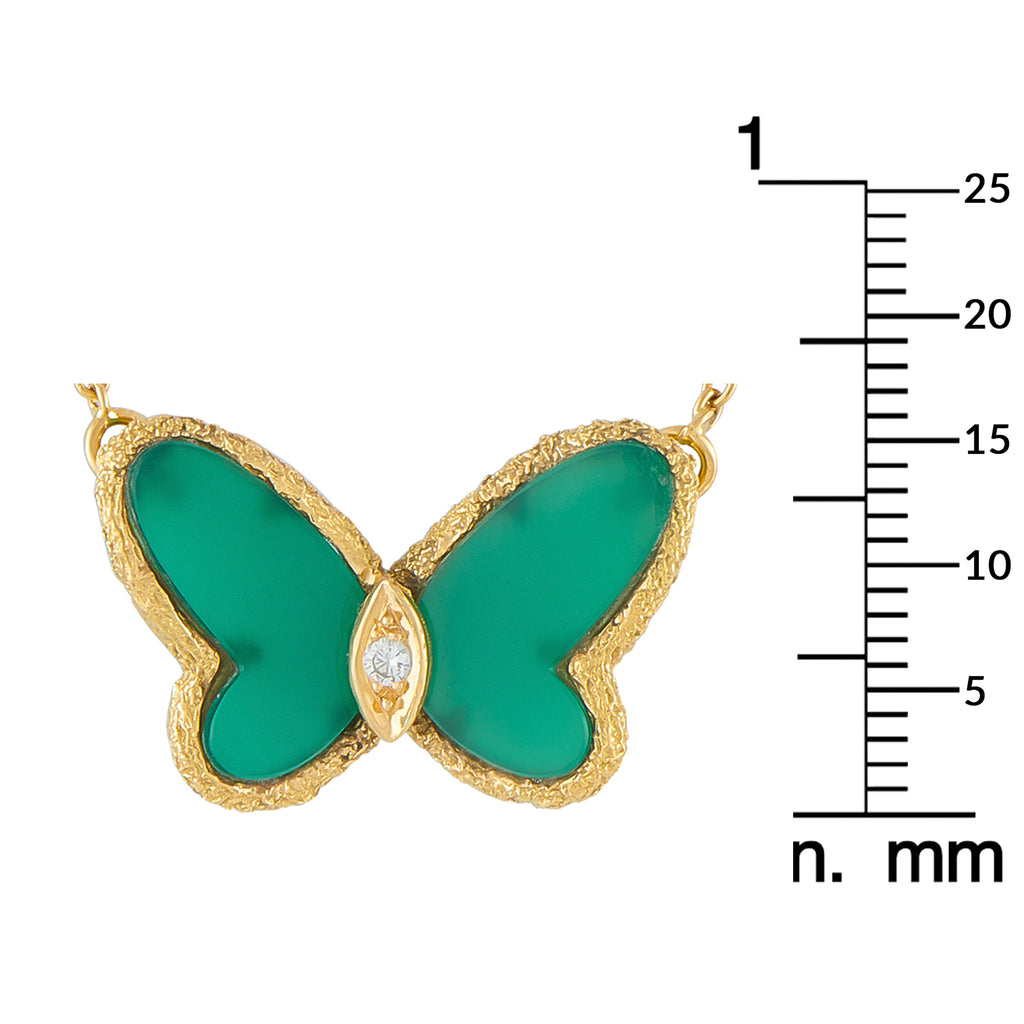 Van Cleef & Arpels 18K Yellow Gold Chrysoprase Butterfly Necklace