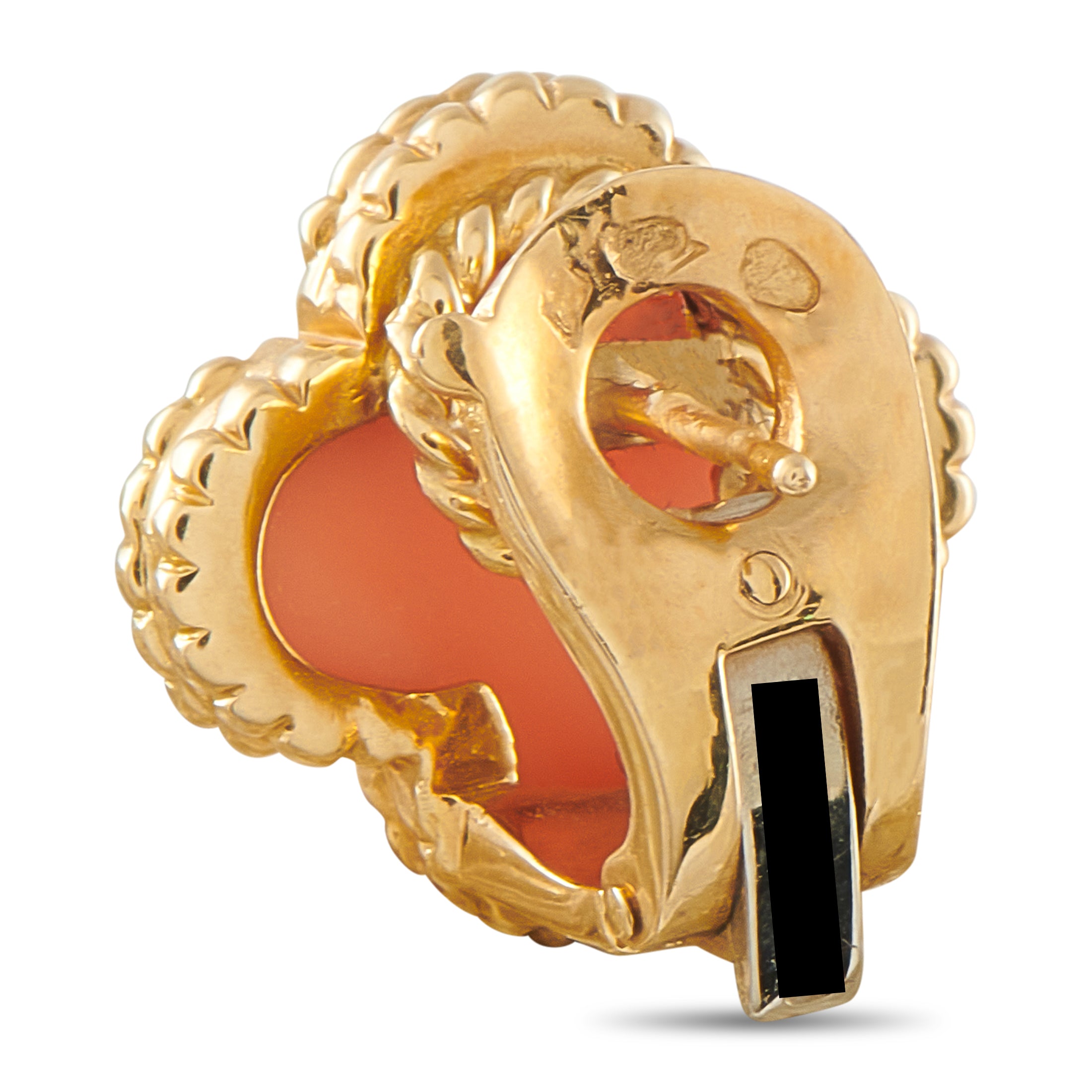 Van Cleef & Arpels Vintage Alhambra 18K Yellow Gold Coral Earrings