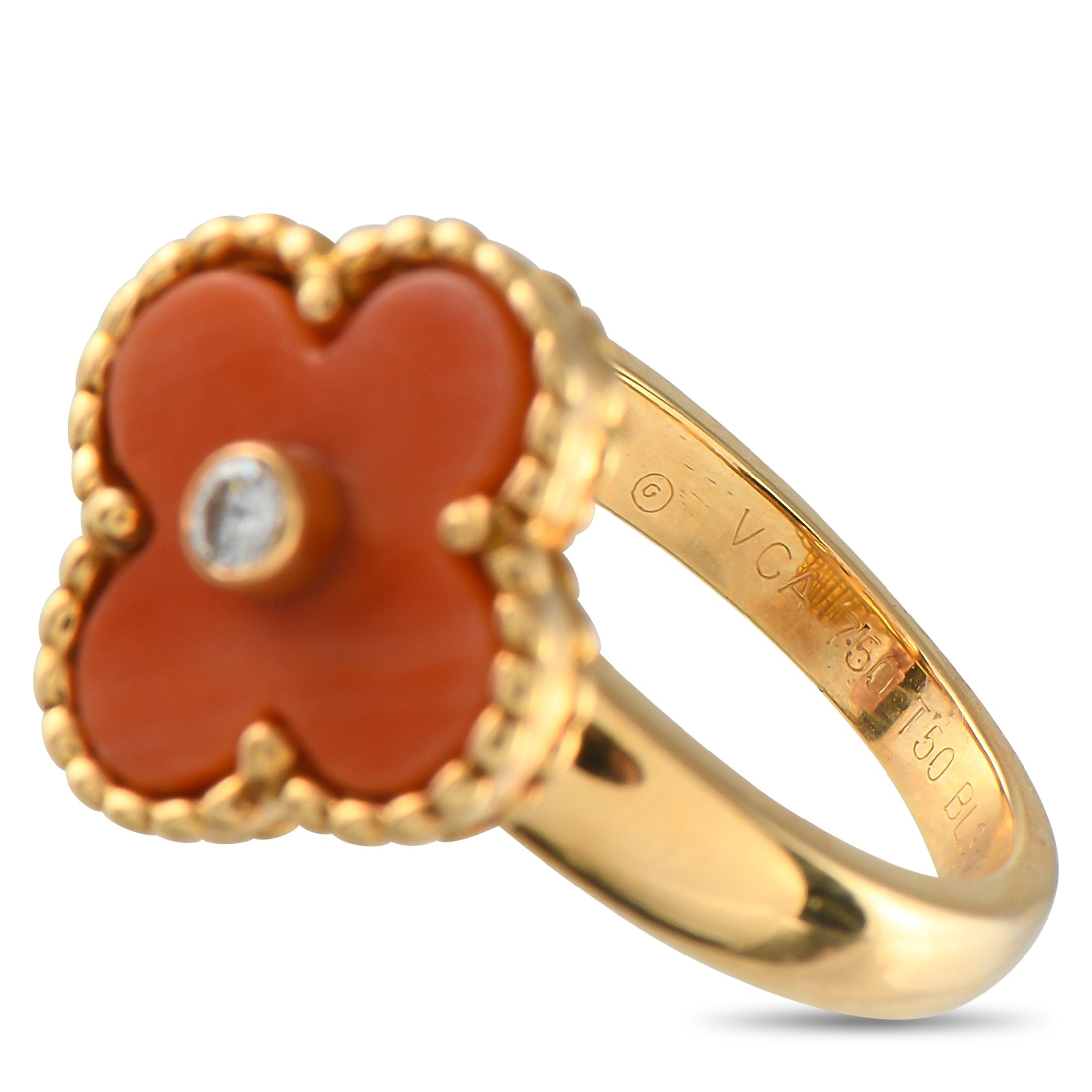 Van Cleef & Arpels Van Cleef & Arpels Alhambra 18K Yellow Gold Coral Ring