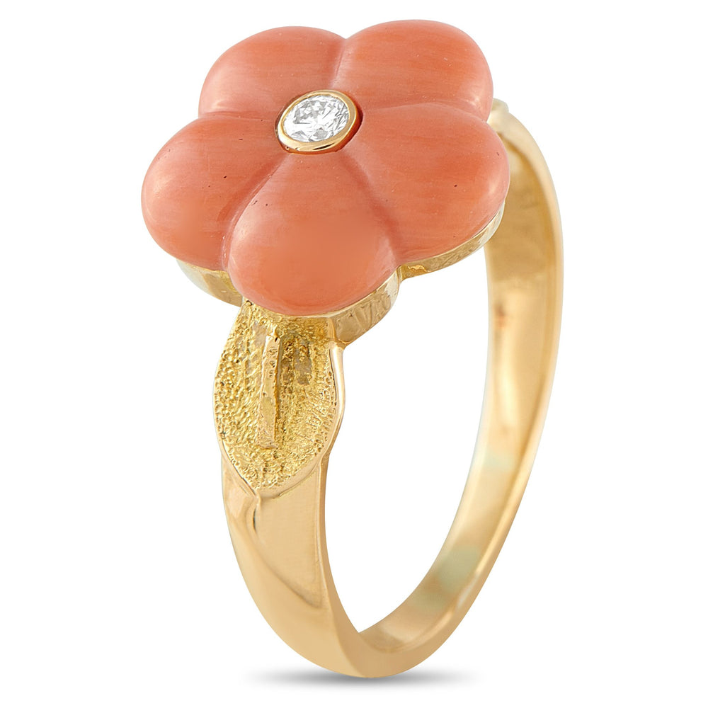 Van Cleef & ArpelsVan Cleef & Arpels 18K Yellow Gold Coral Flower Ring