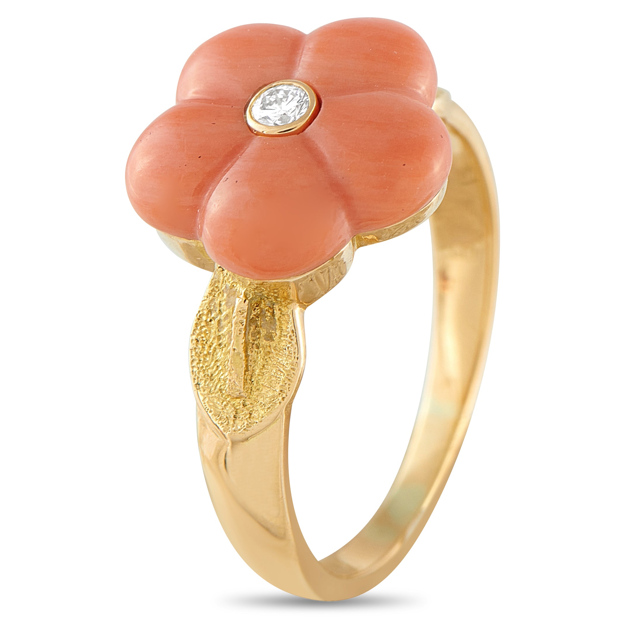 Van Cleef & Arpels 18K Yellow Gold Coral Flower Ring