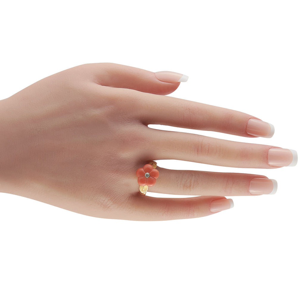 Van Cleef & ArpelsVan Cleef & Arpels 18K Yellow Gold Coral Flower Ring