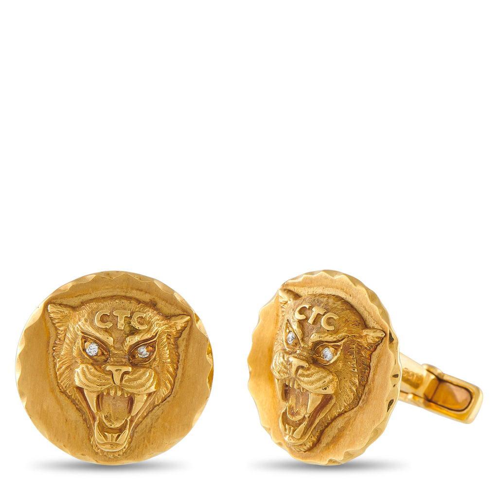 Van Cleef & Arpels Vintage 18K Yellow Gold Panther Cufflinks #5213