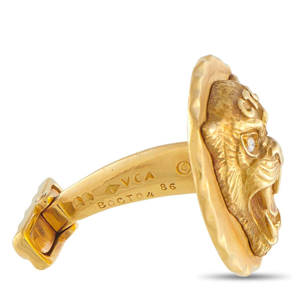 Van Cleef & Arpels Vintage 18K Yellow Gold Panther Cufflinks #5213
