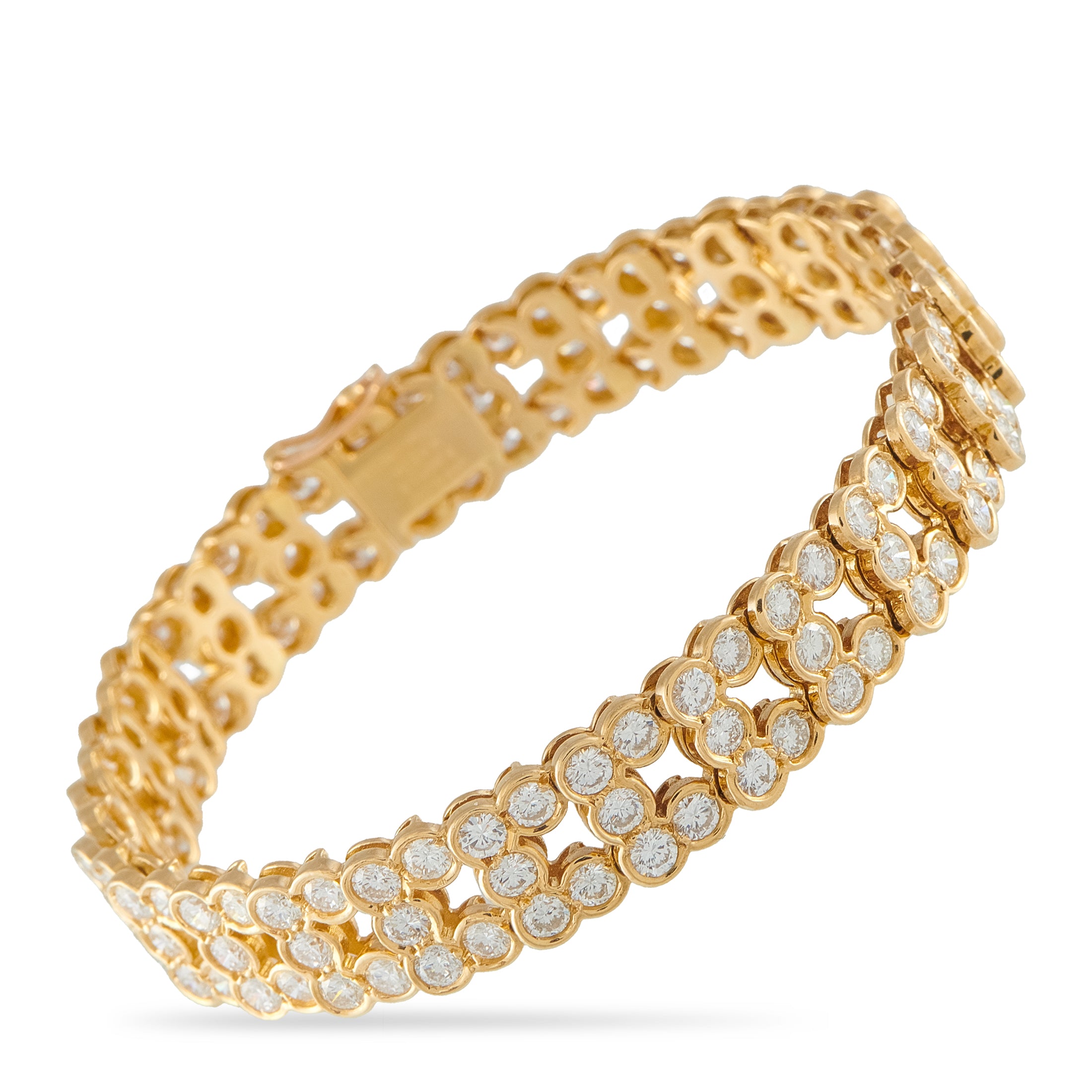 VAN CLEEF & ARPELS Van Cleef & Arpels Vintage 18K Yellow Gold 10.50ct Diamond Bracelet