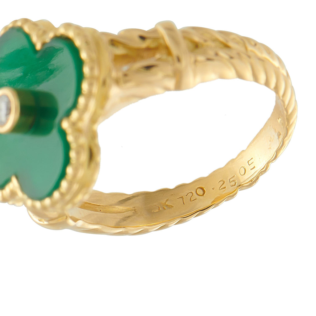 Van Cleef & Arpels Van Cleef & Arpels Alhambra 18K Yellow Gold Diamond and Chalcedony Ring