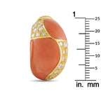 Van Cleef & Arpels 18K Yellow Gold 3.25ct Diamond and Coral Clip-On Earrings