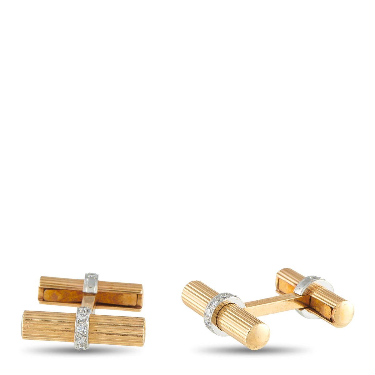 Van Cleef & Arpels yellow gold cufflinks with diamond-set center bar