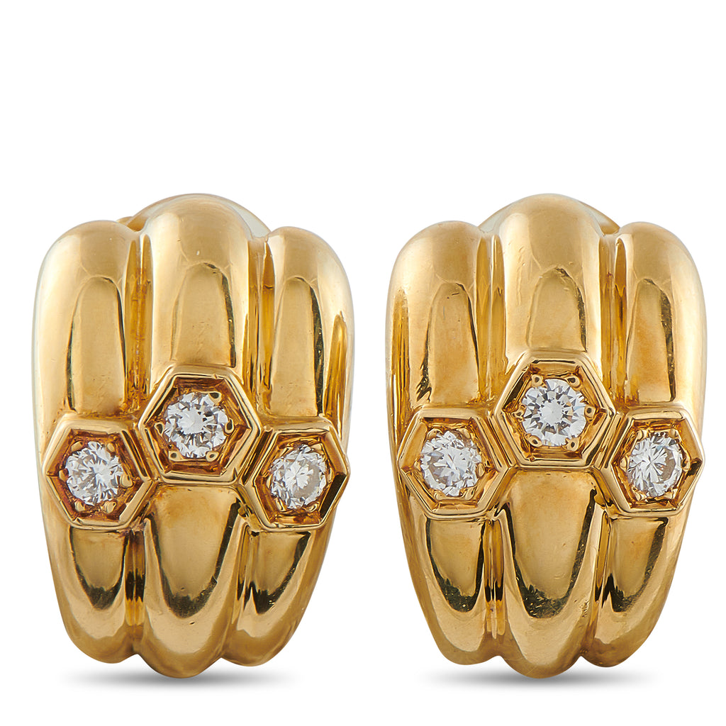 Van Cleef & Arpels Vintage 18K Yellow Gold 0.40ct Diamond Clip-On Earrings – An understated design makes these vintage Van Cl