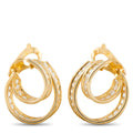 18K yellow gold diamond hoop earrings with layered oval hoop design