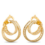 18K yellow gold diamond hoop earrings with layered oval hoop design
