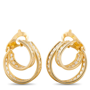 Van Cleef & Arpels Vintage 18K Yellow Gold 3.84ct Diamond Hoop Earrings