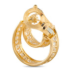 18K yellow gold diamond hoop earrings with hinged back and stud post