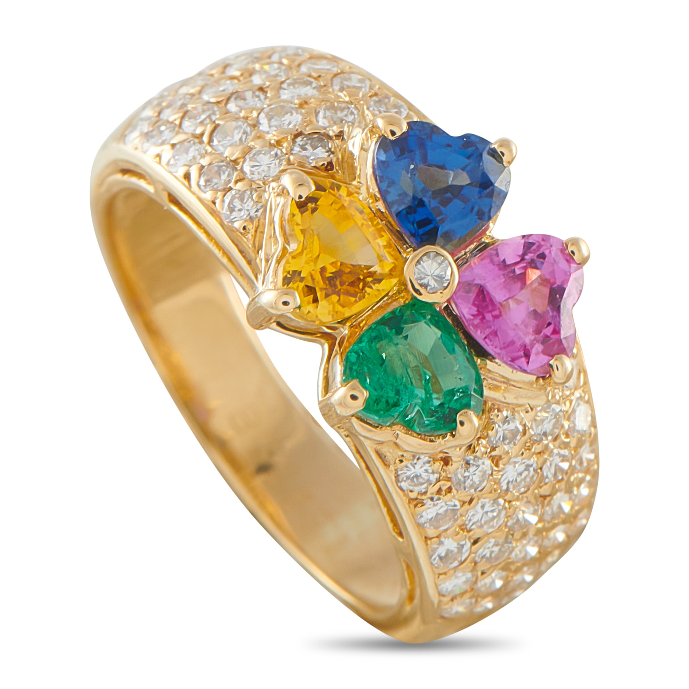 VAN CLEEF & ARPELS Van Cleef & Arpels Magic Antoinette 18K Yellow Gold 0.66ct Diamond, Emerald, and Sapphire Ring