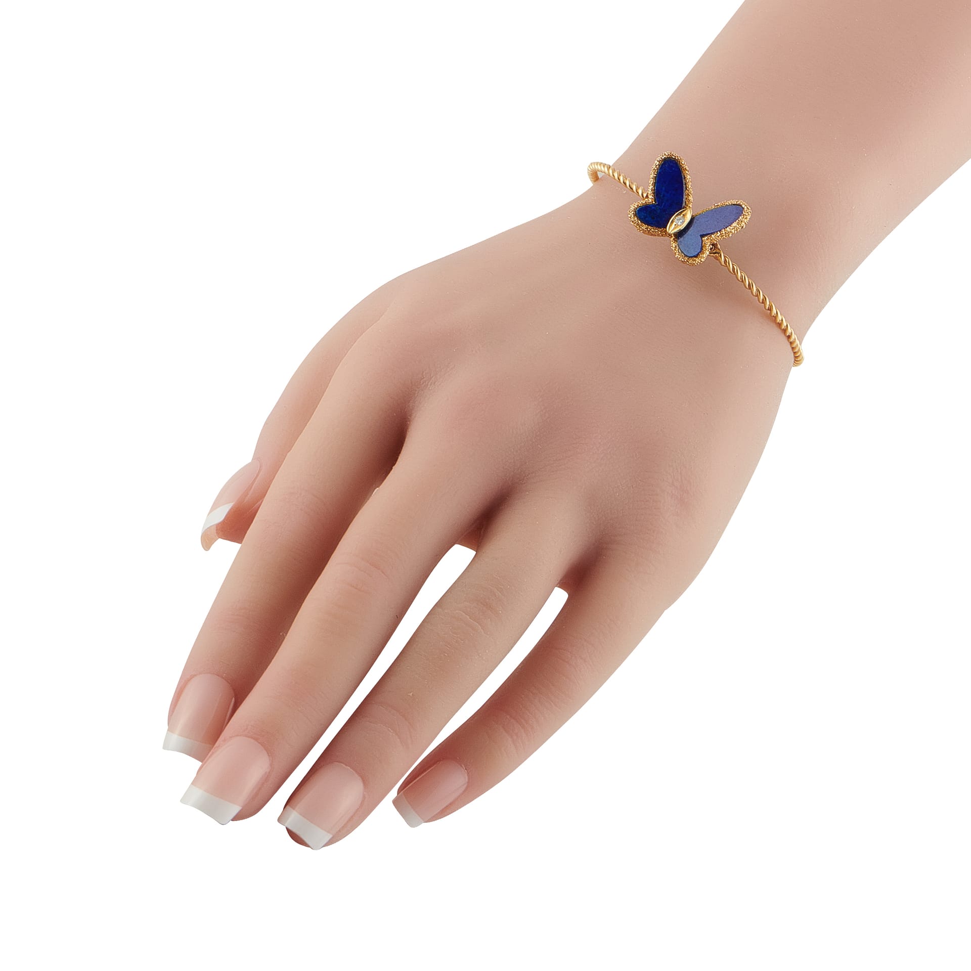 Van Cleef & ArpelsVan Cleef & Arpels Vintage Flying Beauties 18K Yellow Gold Diamond and Lapis Lazuli Butterfly Bracelet