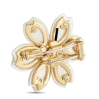 VAN CLEEF & ARPELS Van Cleef & Arpels Rose de Noël 18K Yellow Gold 0.48ct Diamond and Mother of Pearl Brooch