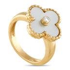 Van Cleef & Arpels Van Cleef & Arpels Alhambra 18K Yellow Gold Diamond and Mother of Pearl Ring - The luxury brand’s iconic clover-shaped motif takes center stage on this impressive Van Cleef & Arpels Alhambra ring. On this