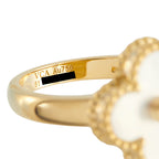 VAN CLEEF & ARPELS Van Cleef & Arpels Alhambra 18K Yellow Gold Diamond and Mother of Pearl Ring
