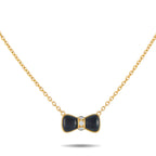VAN CLEEF & ARPELS Van Cleef & Arpels 18K Yellow Gold Diamond and Onyx Bow Necklace