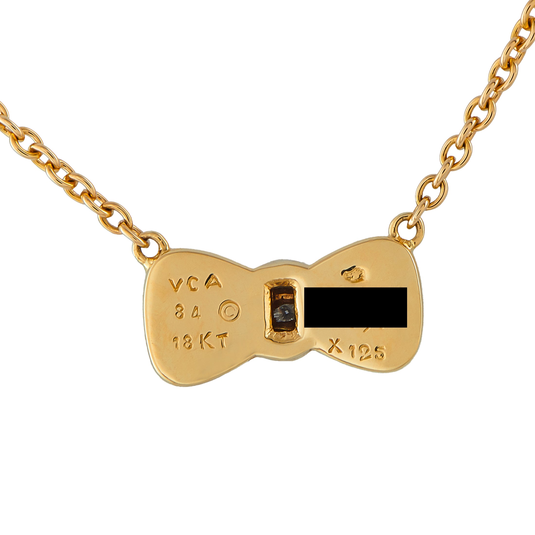 VAN CLEEF & ARPELS Van Cleef & Arpels 18K Yellow Gold Diamond and Onyx Bow Necklace