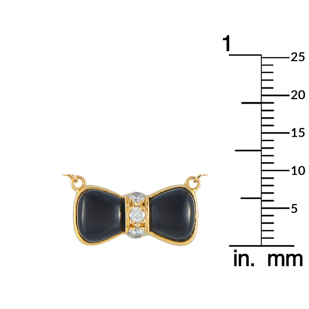 VAN CLEEF & ARPELS Van Cleef & Arpels 18K Yellow Gold Diamond and Onyx Bow Necklace
