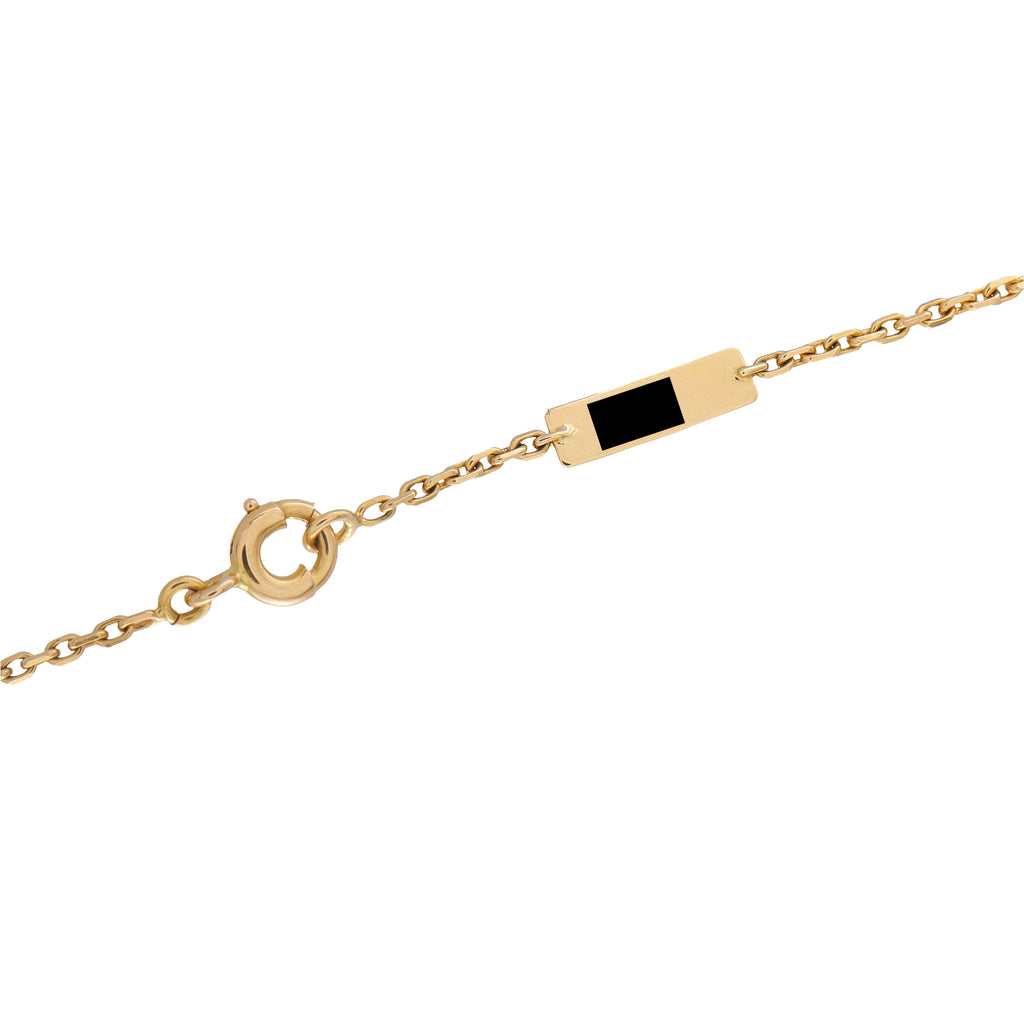 18K yellow gold chain with rectangular black enamel bar and spring-ring clasp