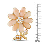 Van Cleef & ArpelsVan Cleef & Arpels 18K Yellow Gold Diamond and Pink Coral Flower Brooch