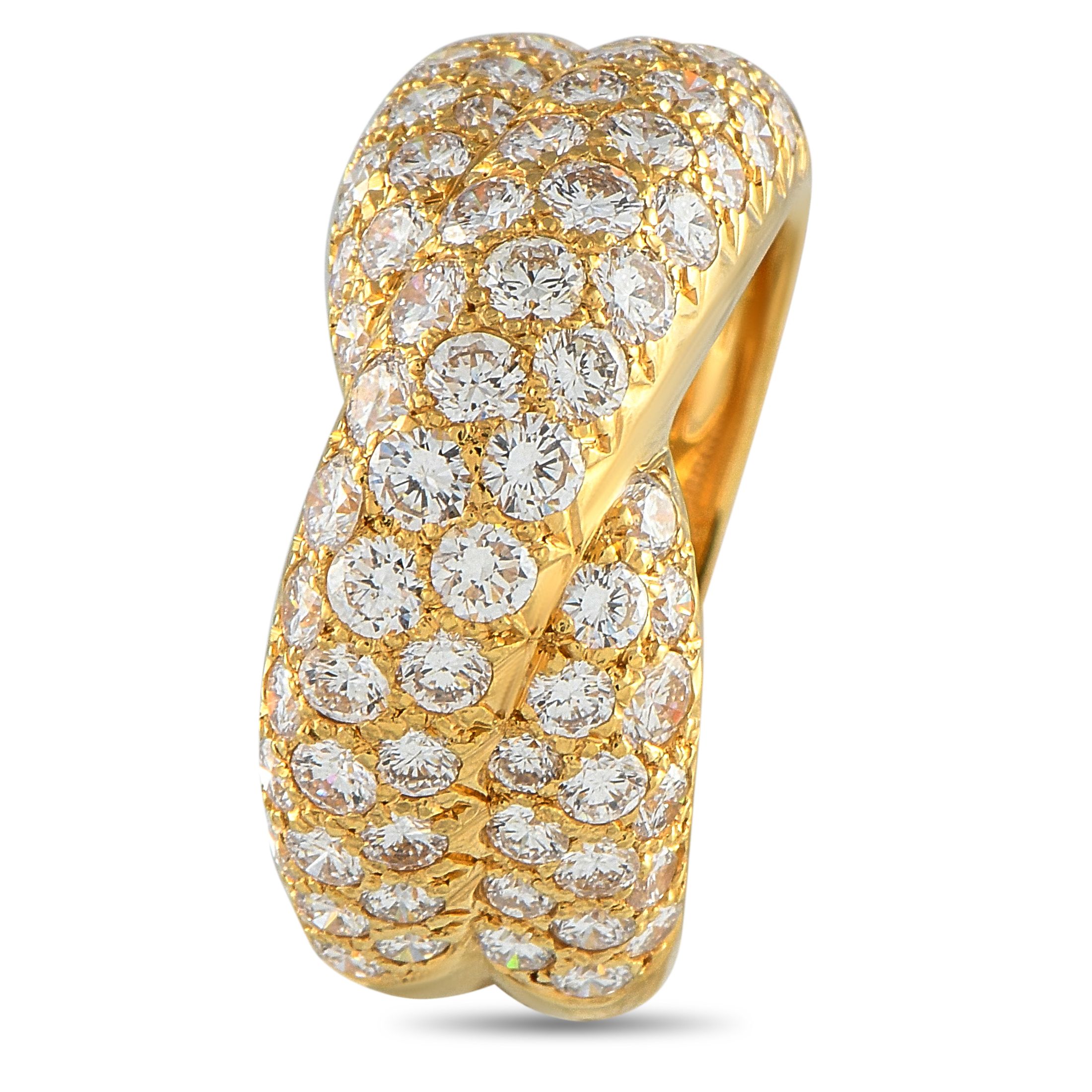 Van Cleef & Arpels Van Cleef & Arpels 18k Yellow Gold 2.50ct Diamond Pave Crossover Ring