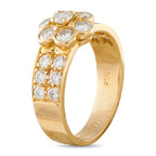 Van Cleef & Arpels 18K yellow gold diamond cluster ring, side profile with round stones