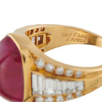 Van Cleef & Arpels Vintage 18K Yellow Gold 1.96ct Diamond and Burma No Heat Ruby Ring