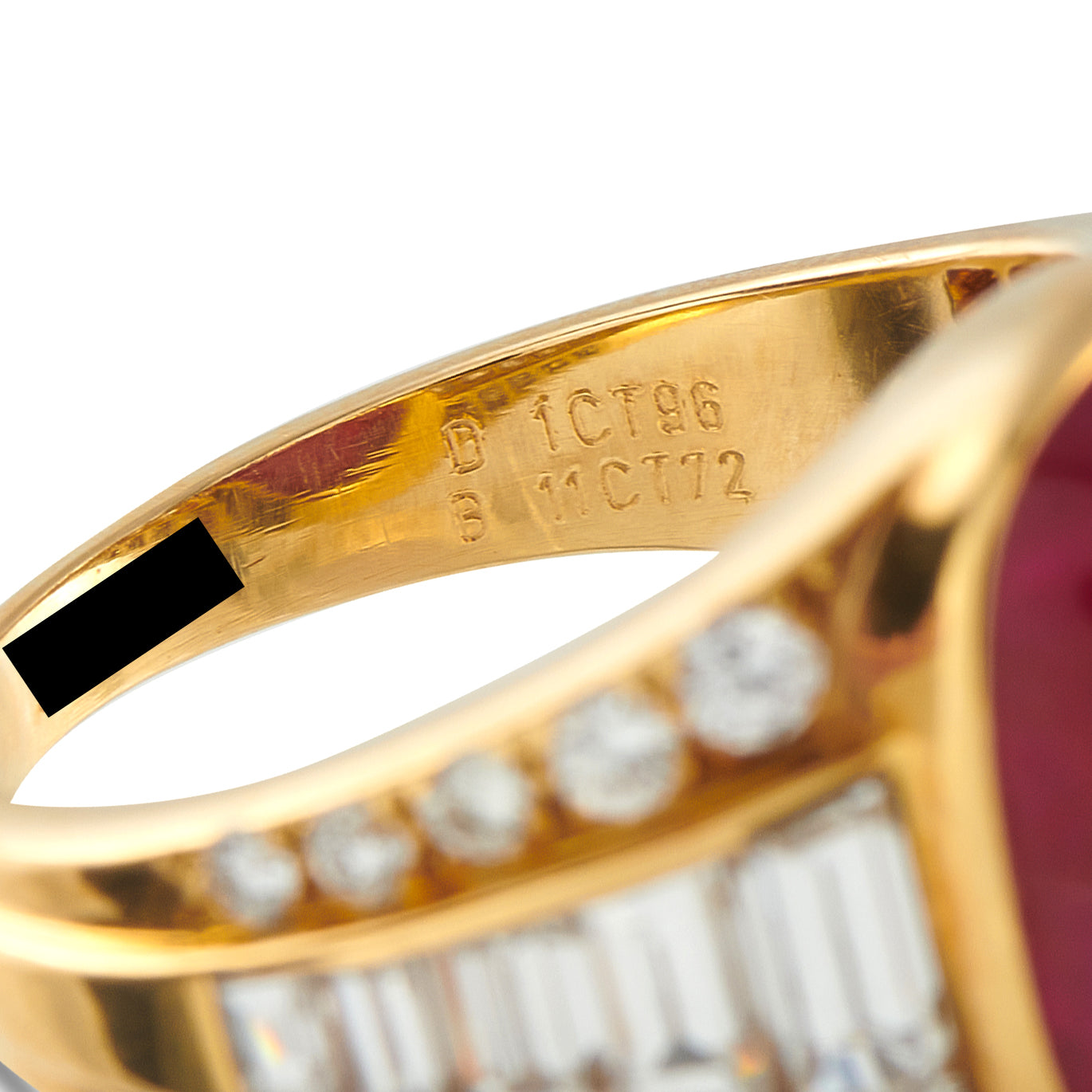Van Cleef & Arpels Vintage 18K Yellow Gold 1.96ct Diamond and Burma No Heat Ruby Ring