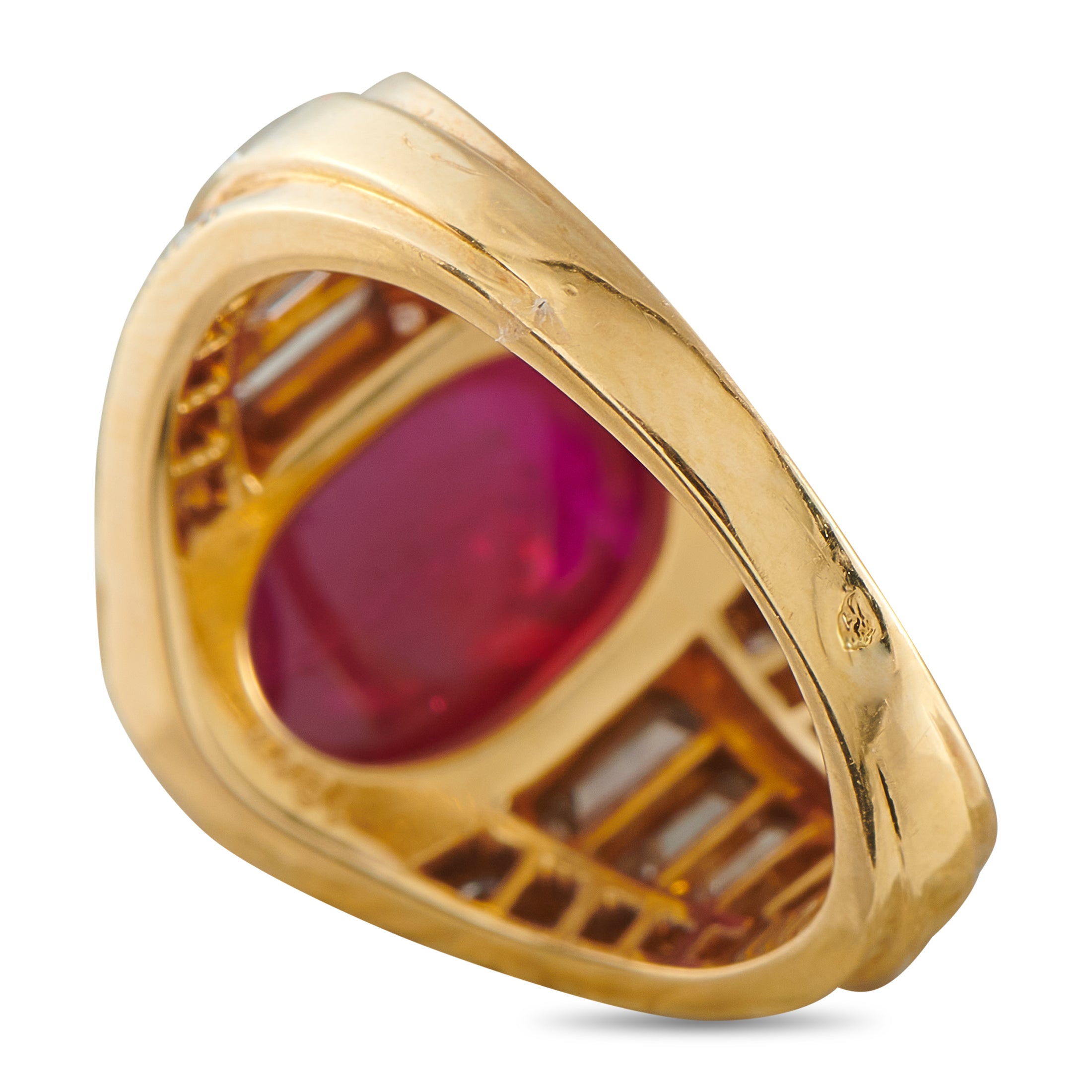 Van Cleef & Arpels Vintage 18K Yellow Gold 1.96ct Diamond and Burma No Heat Ruby Ring