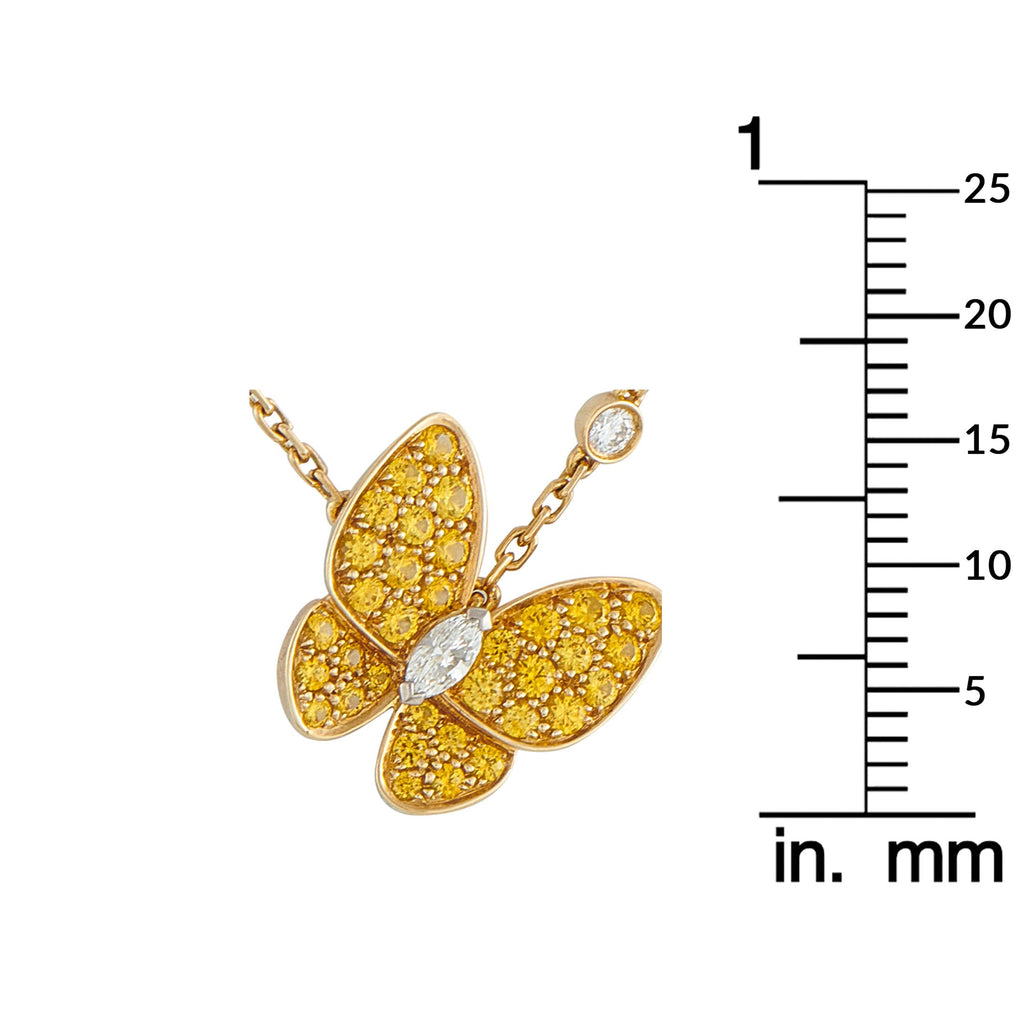 Van Cleef & Arpels Van Cleef & Arpels 18K Yellow Gold Diamond and Sapphire Butterfly Necklace