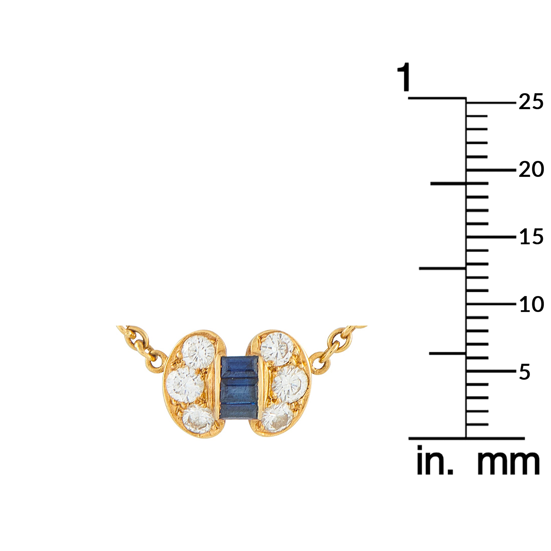 Van Cleef & Arpels Vintage 18K Yellow Gold 0.46ct Diamond and Sapphire Necklace