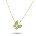 Van Cleef & Arpels butterfly necklace in 18K yellow gold with green pave and diamonds