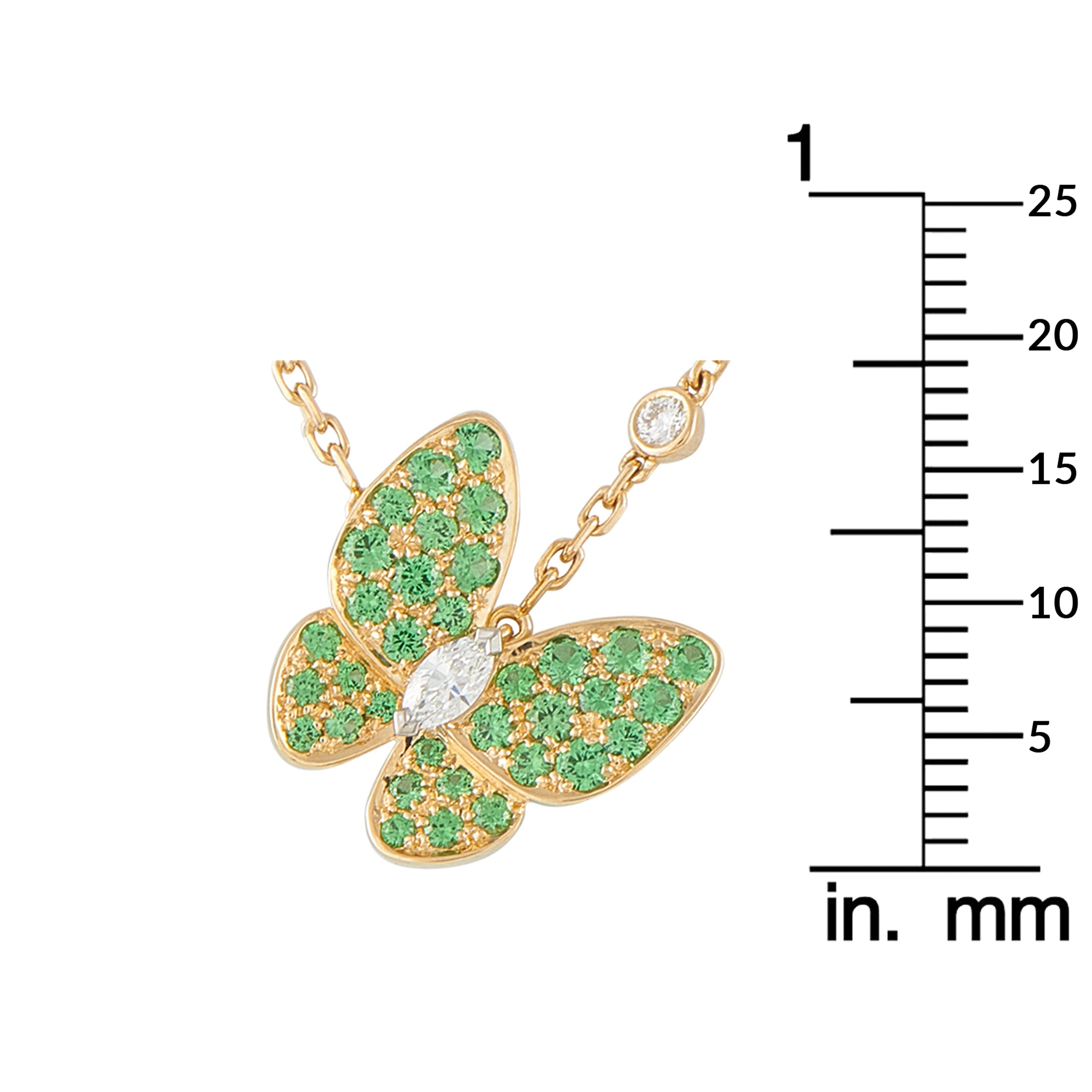 Van Cleef & Arpels Two Butterfly 18K Yellow Gold Diamond and Sapphire Necklace
