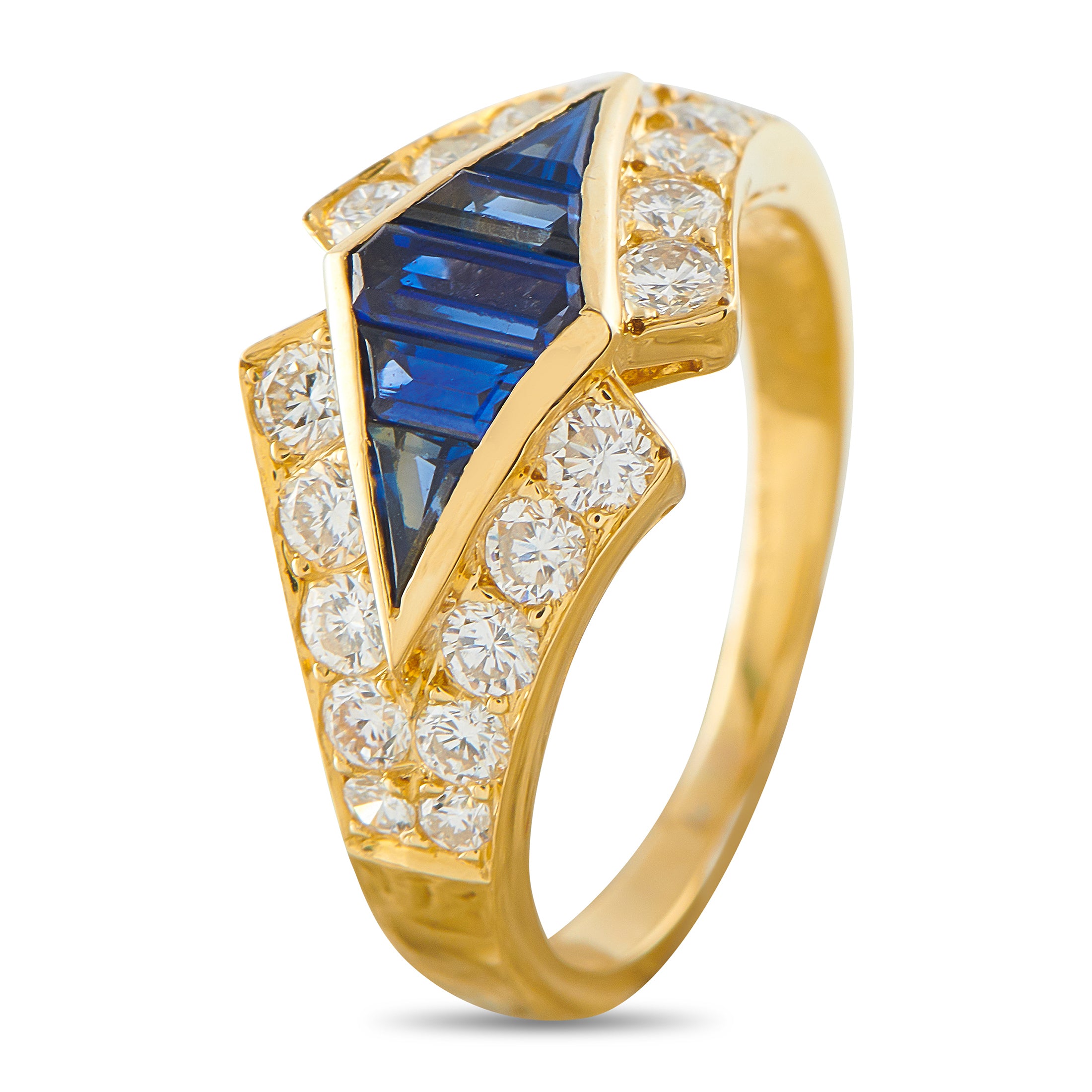 Van Cleef & Arpels Vintage 18K Yellow Gold Diamond and Sapphire Ring