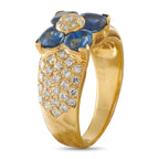 Van Cleef & Arpels 18K Yellow Gold 0.50ct Diamond and Sapphire Flower Ring