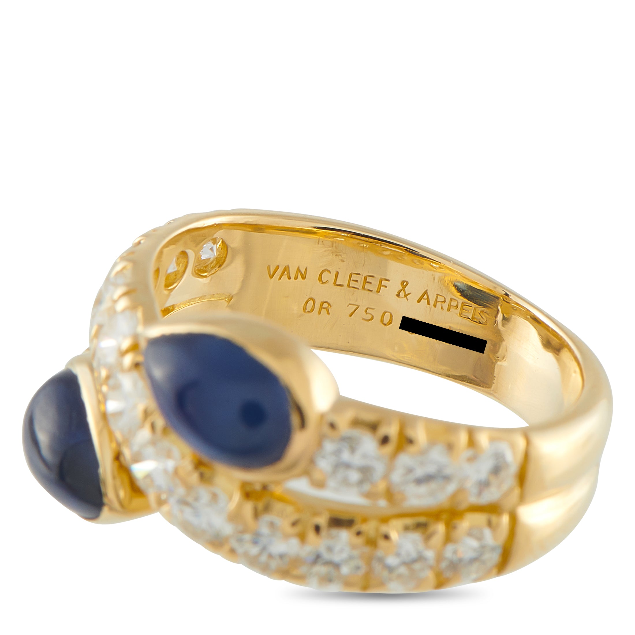 Van Cleef & Arpels Vintage 18K Yellow Gold 1.0ct Diamond and Sapphire Ring