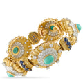 Van Cleef & Arpels 18K yellow gold bracelet with diamond, sapphire, and turquoise settings