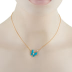 Van Cleef & Arpels 18K Yellow Gold Diamond and Turquoise Butterfly Necklace