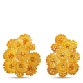 Van Cleef & Arpels floral 18K yellow gold clip earrings with textured flower design