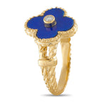 Van Cleef & Arpels Alhambra 18K Yellow Gold Diamond and Lapis Lazuli Ring